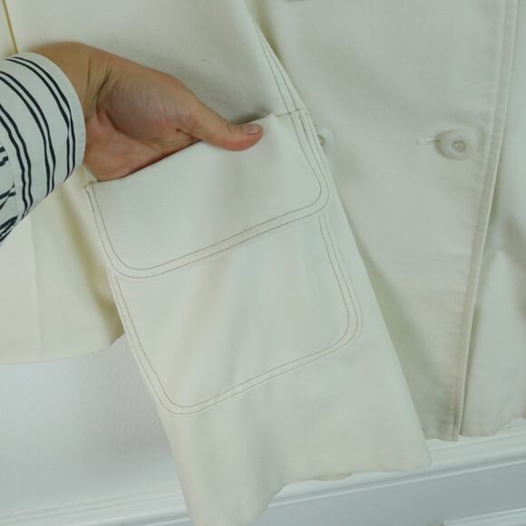 Vintage M L Peacoat 60s Mod Swing A Line Cream White Preppy Retro Spring Twee - Picture 5 of 13